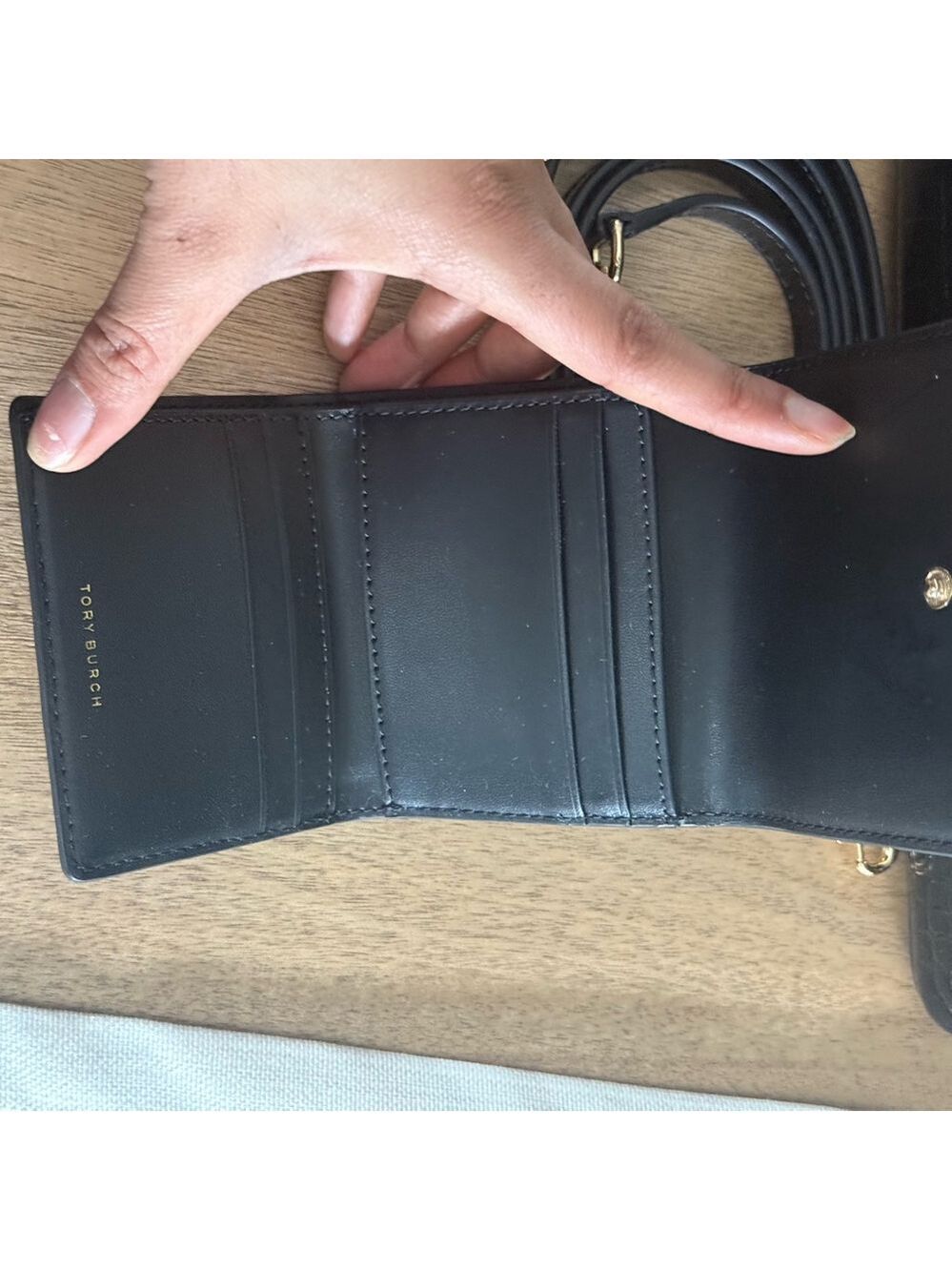 1018$+!! New Tory Burch Britten Black Leather Satchel & Matching Bifold Wallet - Picture 14 of 17